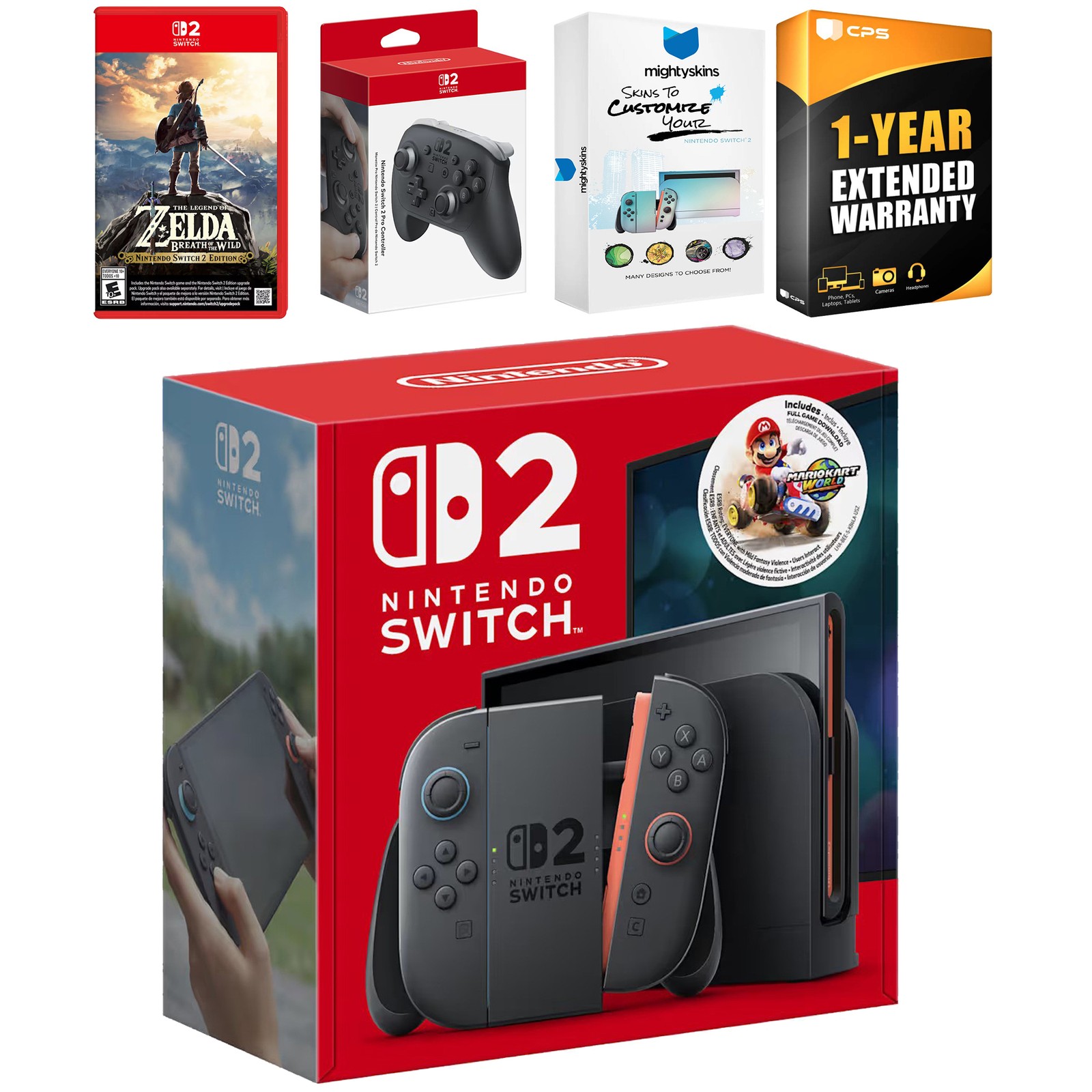 Nintendo Switch 2 + Mario Kart World + Zelda Breath of the Wild, Pro Controller