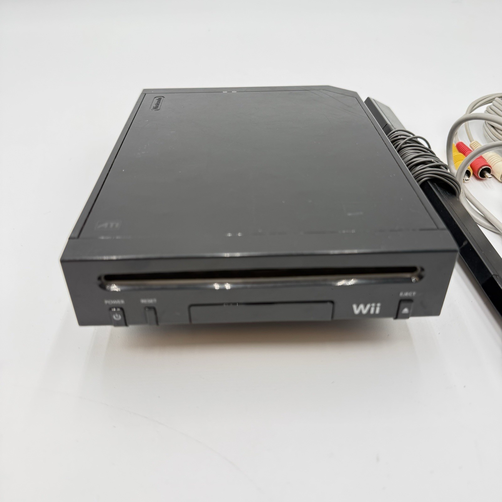 Nintendo Wii RVL-101 Black Console W/ Power Adapter, AV Cables, Sensor (Tested)