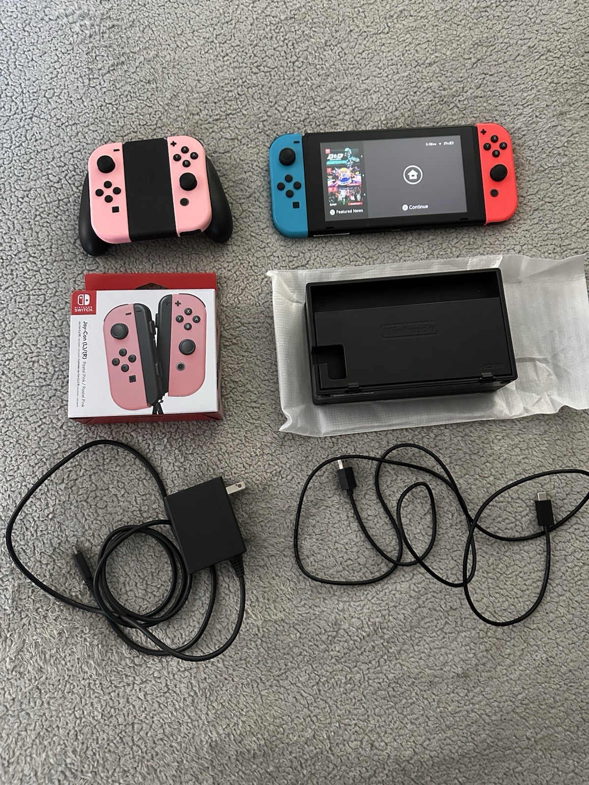 Nintendo Switch Console, Extra Set L/R Joy-con. All Cords Included.