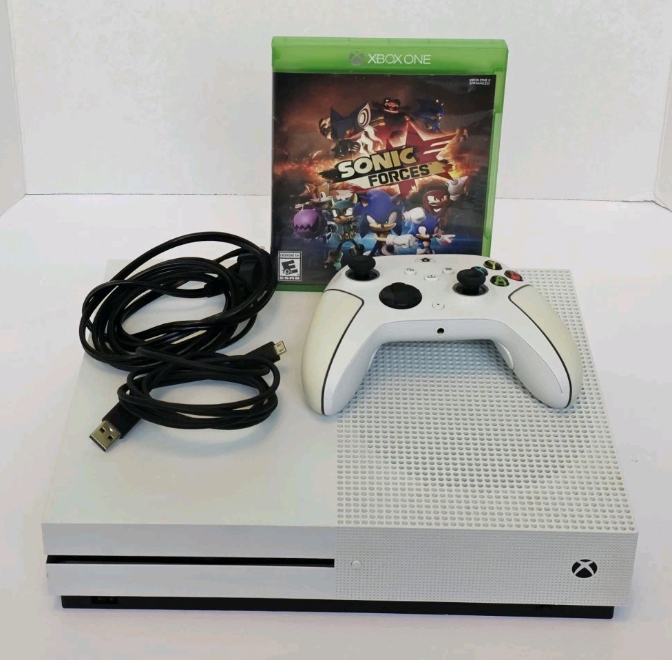 Microsoft XBOX One S Console 500GB W/ Wireless Controller, Cables, Sonic Forces