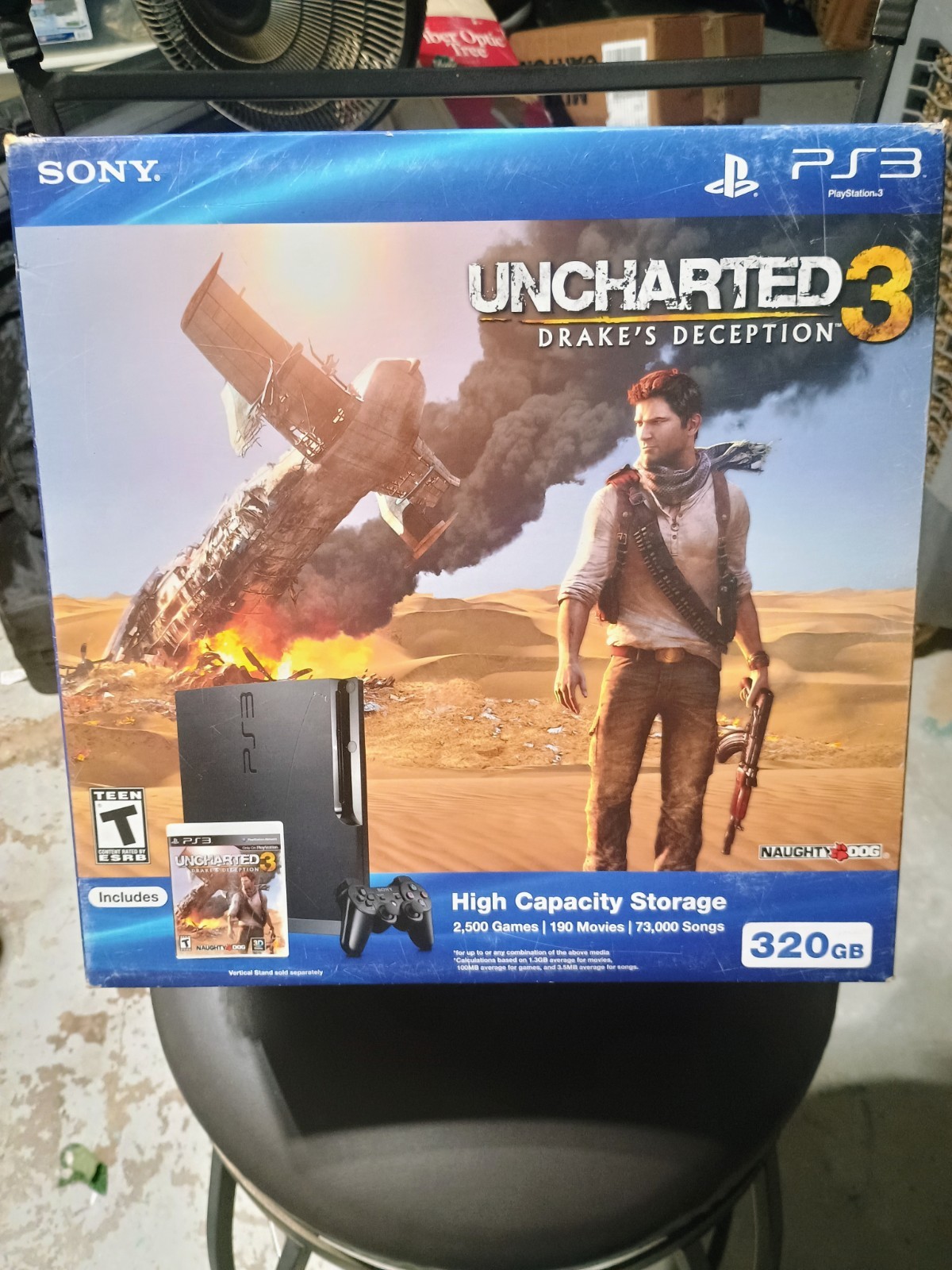 Sony PlayStation 3 PS3 Uncharted 3 Console Gaming System 320GB Slim Bundle Box