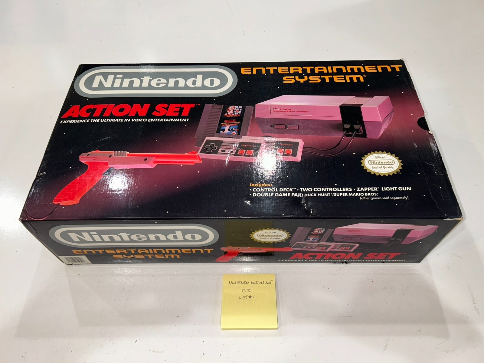 Nintendo NES Action Set Console System Complete in Box (CIB) w Zapper Tested #1