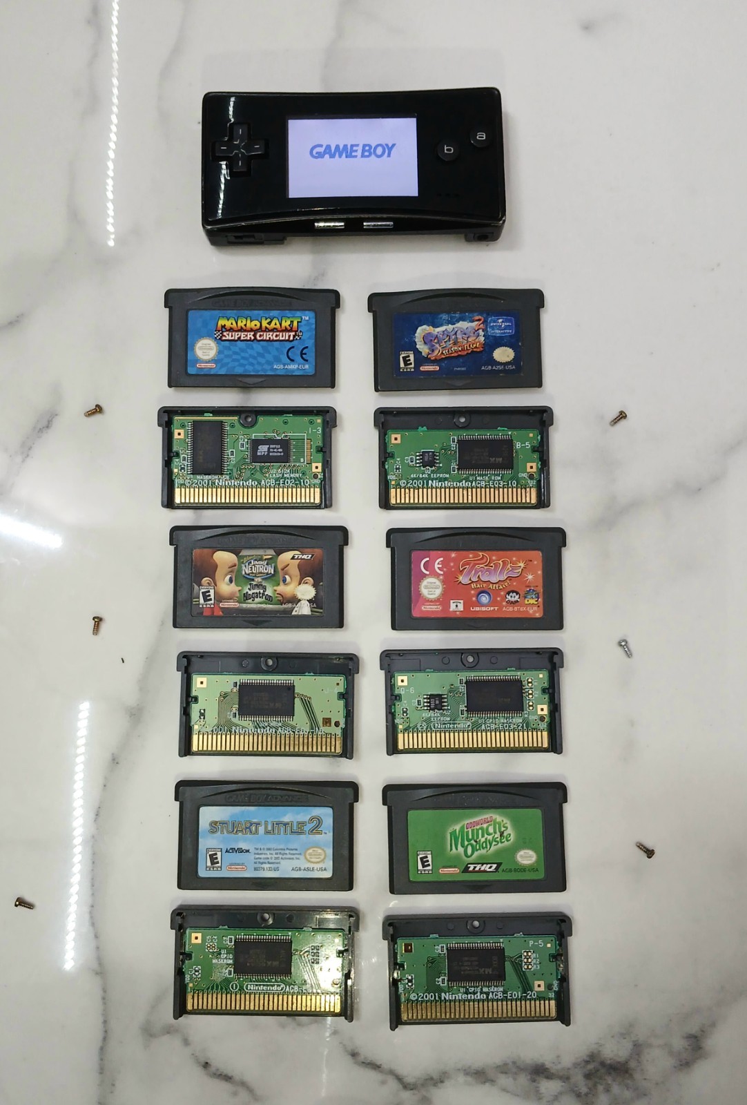 Nintendo Game Boy Micro Handheld Console Black OXY-001 With 6 Authentic Games