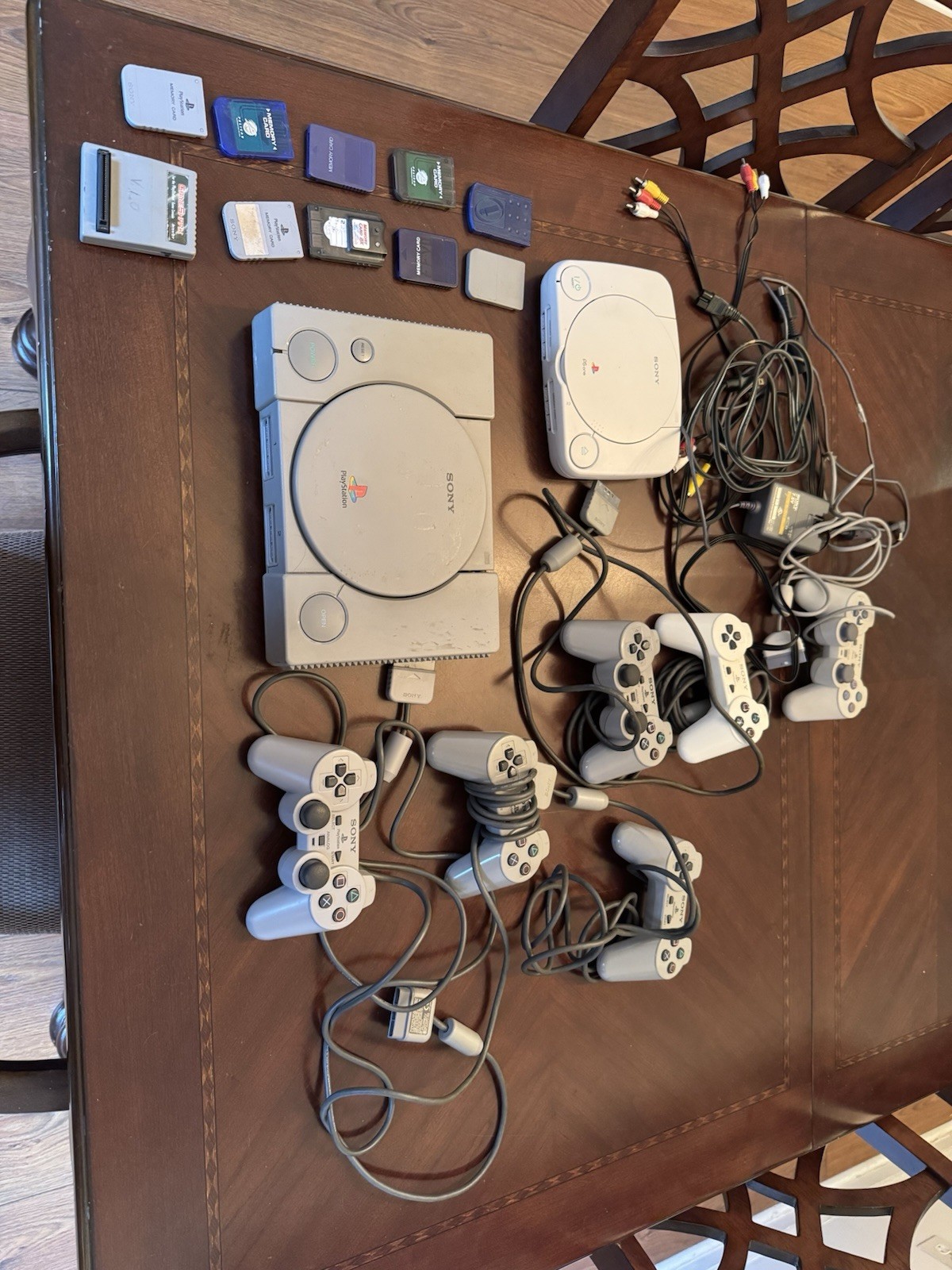 Sony PlayStation 1 Lot 2 Consoles Controllers Grey Works Psone Work Weak Lazer