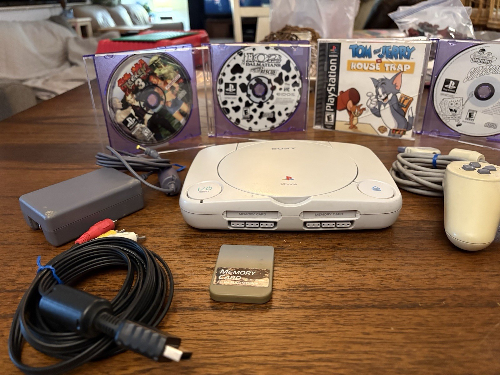 Sony PSOne Slim White Console SCPH-100) Controllers Cords Games- Bundle Tested