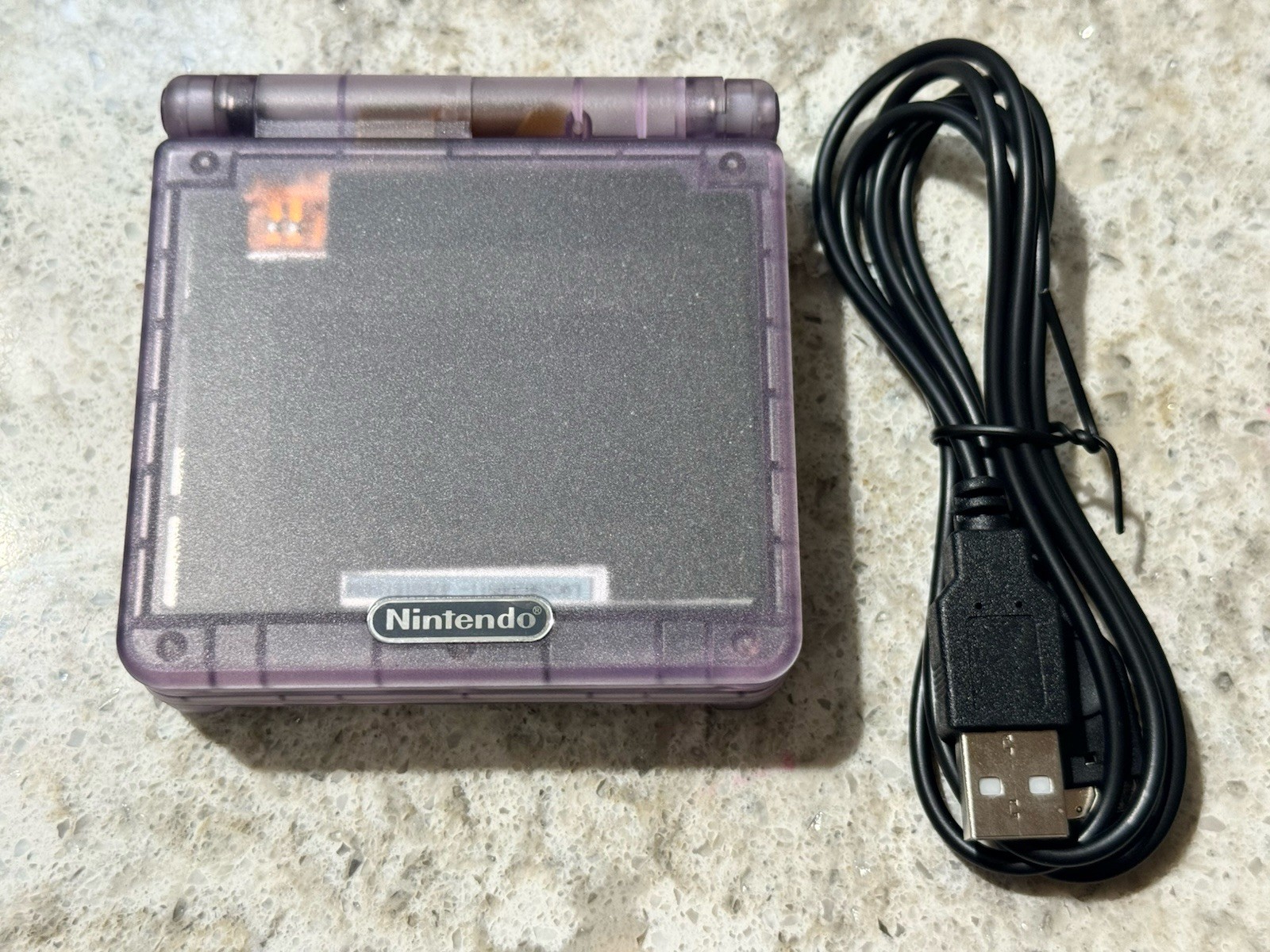 Nintendo Gameboy Advance GBA SP Handheld System Console Clear Purple AGS-001