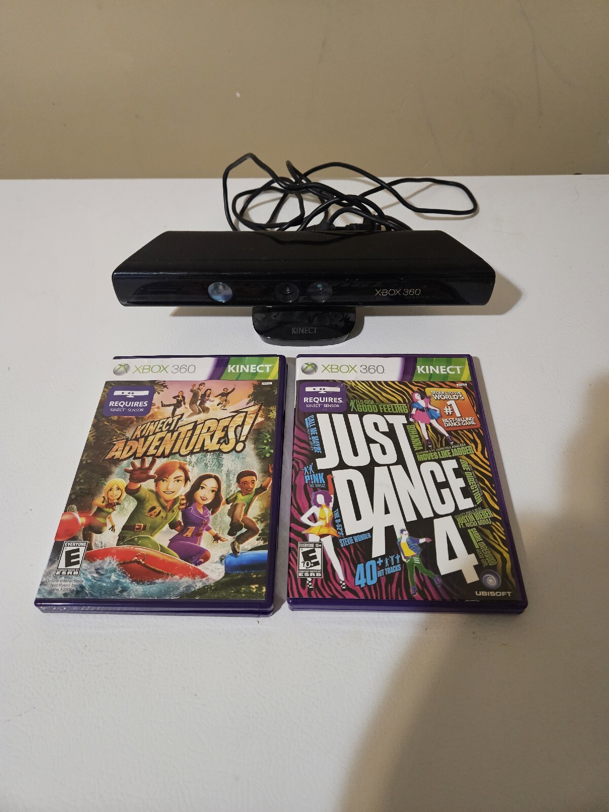 Xbox 360 Kinect Sensor Camera Bundle With 2 Games Just Dance 4 Adventures
