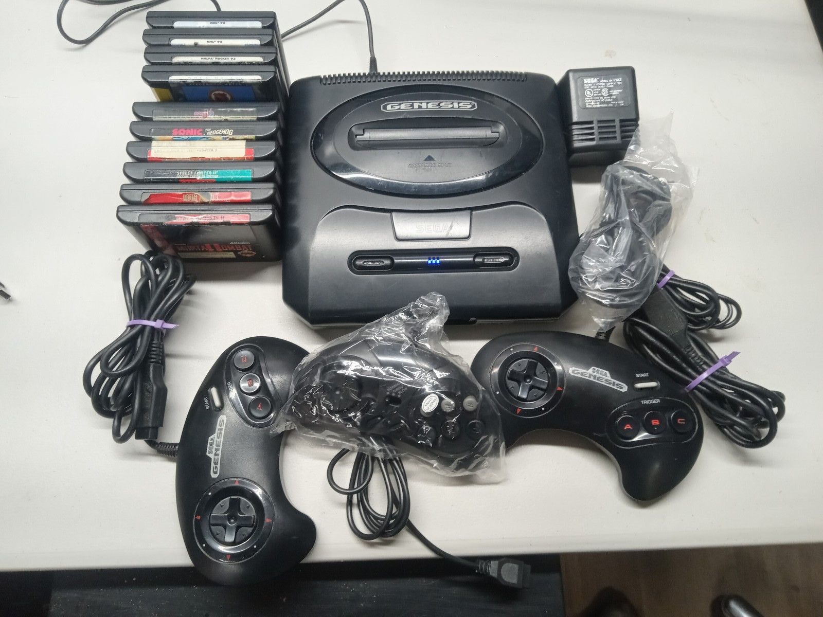 Sega Genesis Model 2 Console W/ 10 Games! Console Restored! Read! BLUE LED