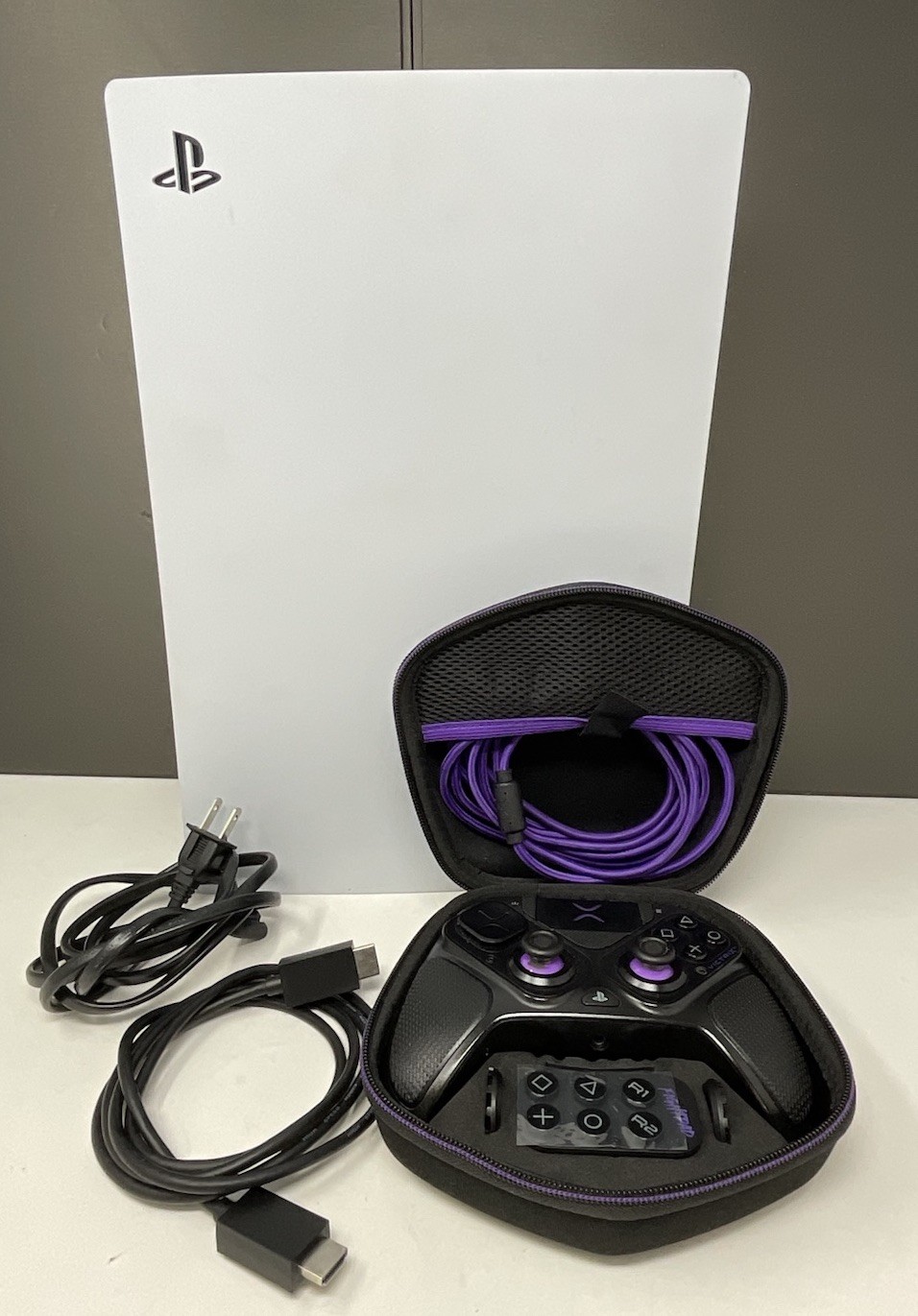 Sony PS5 Disc Console / White with Vitrix Pro BFG Black/ Purple Controller