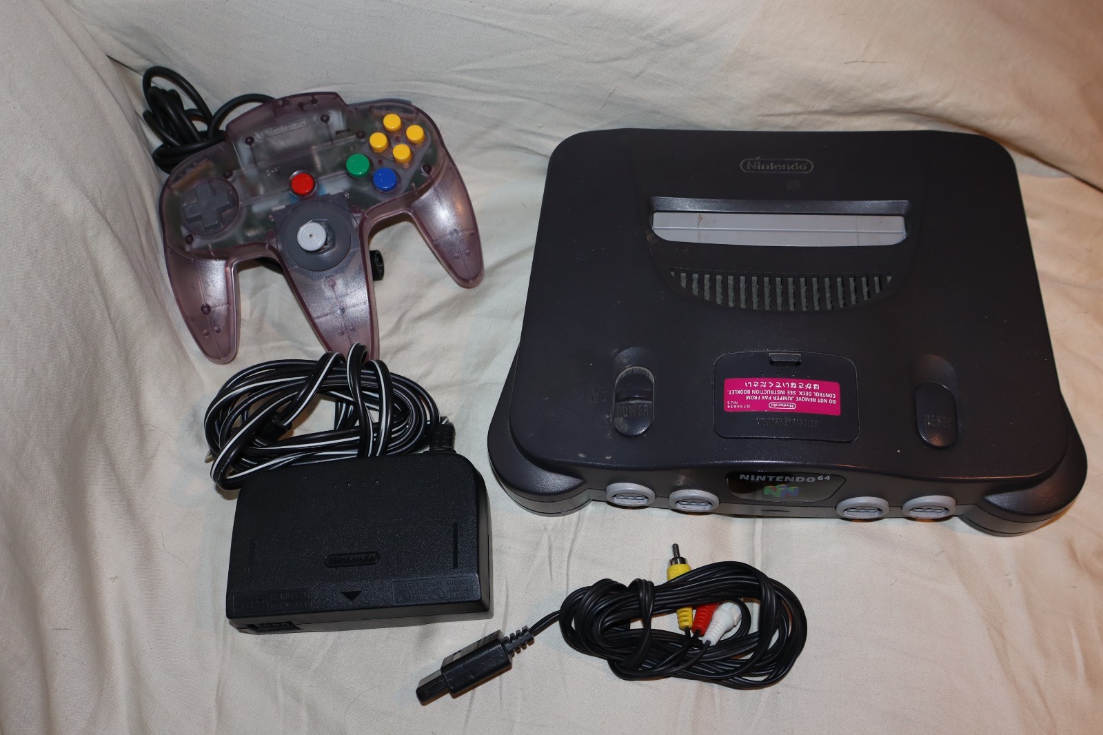 Nintendo 64 N64 Console TESTED WORKING w/ AC Adapter AV wire and Controller