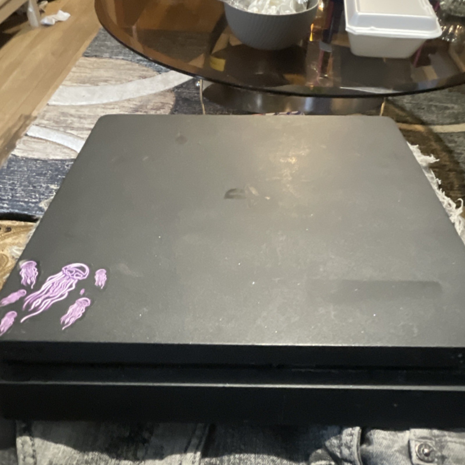 Sony PlayStation 4 Slim Black Console Wi-Fi Purple Jellyfish Decal