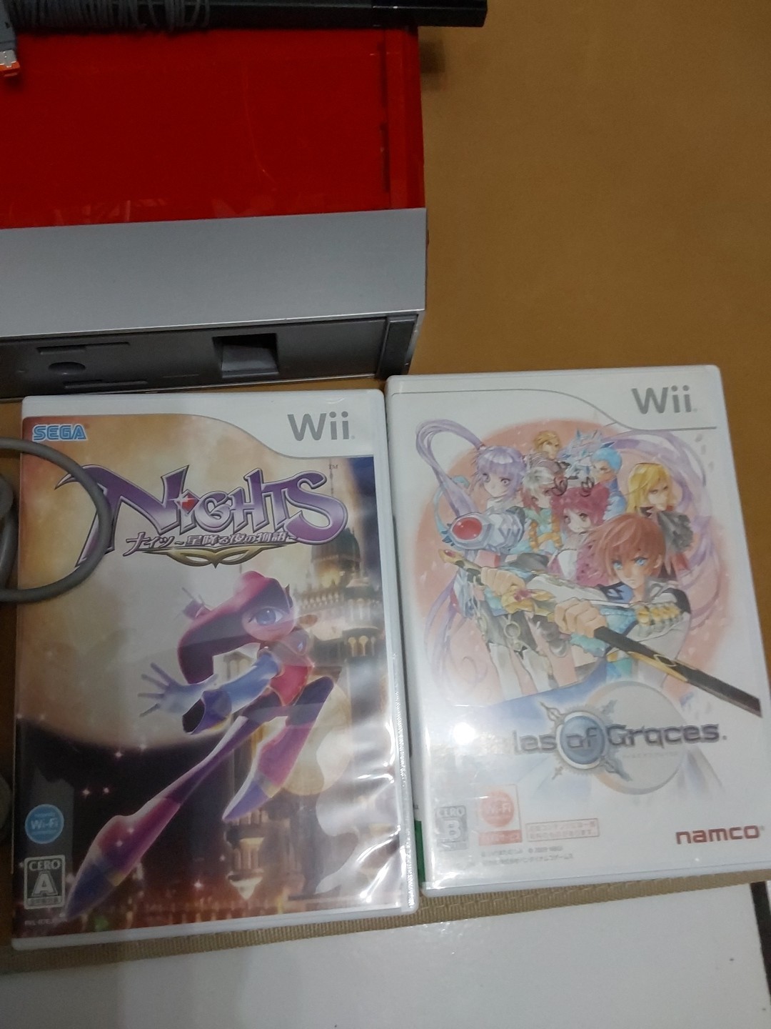Nintendo Wii Mario Red Console Bundle Lot + Games & Accessories-Japanese NTSC-J