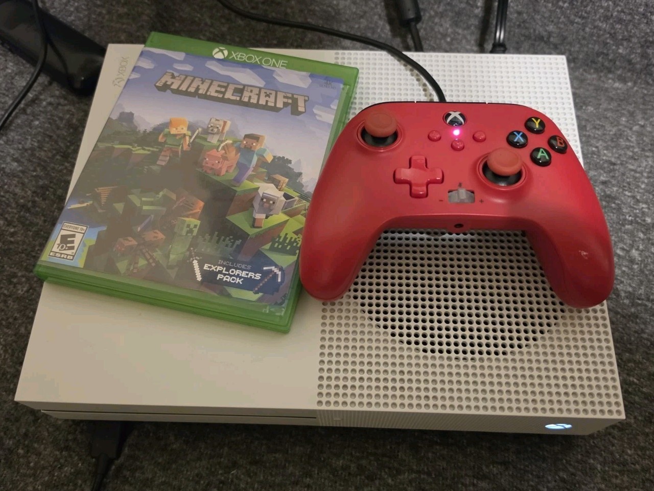 Microsoft Xbox One S 1TB Console – White Wired Controller