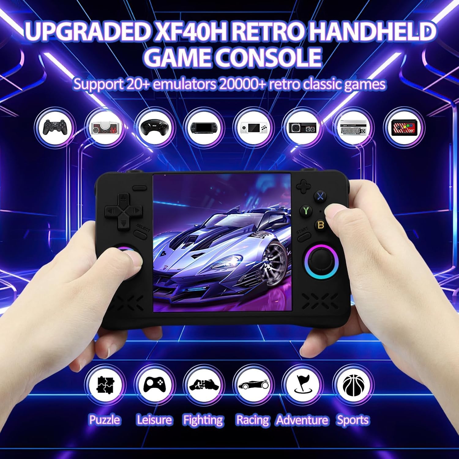 Upgraded XF40H Handheld Game Console 4K 4.0 Inch Open Source Linux System 128GB