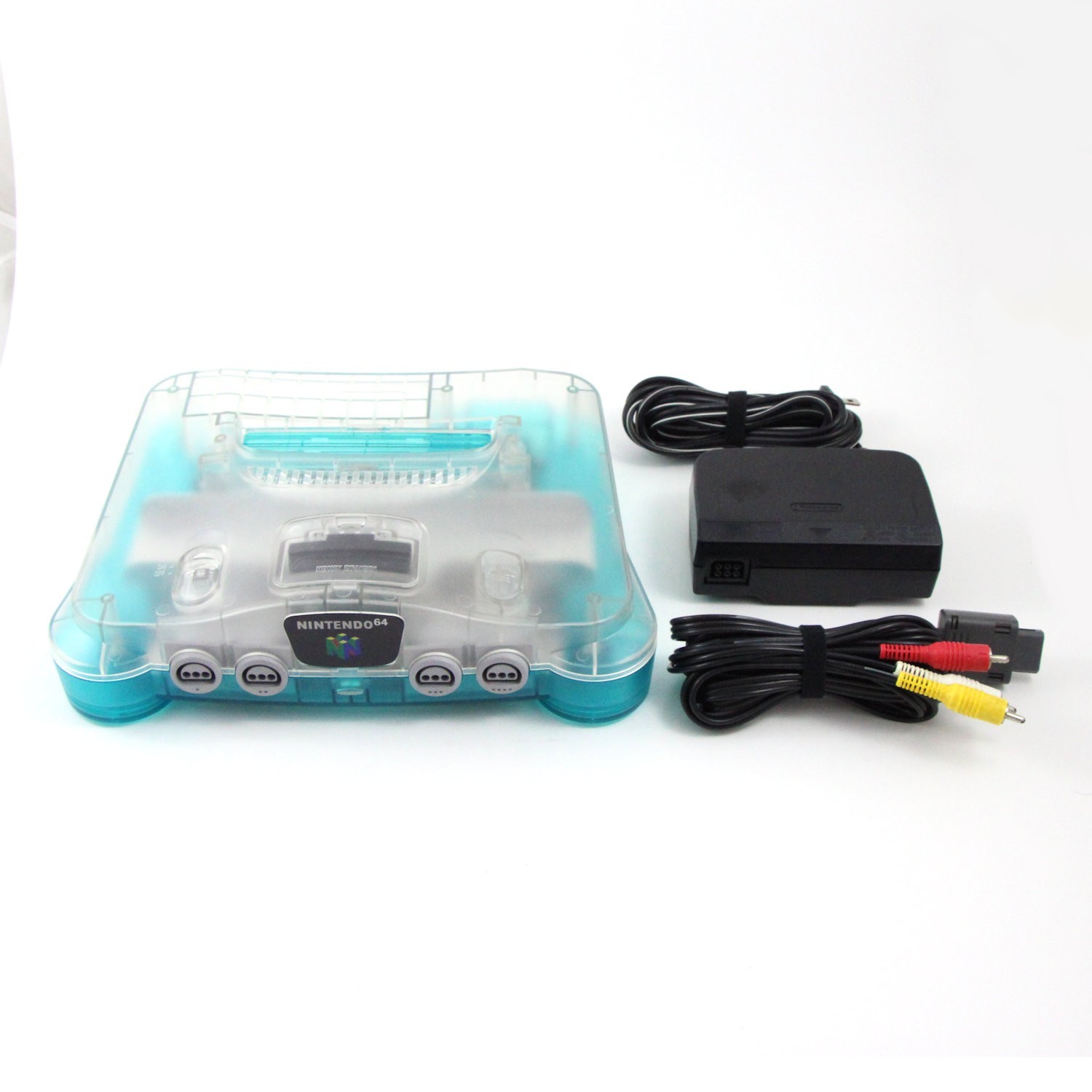 Nintendo 64 N64 Clear / Teal (Blue Ice) Console w/Expansion Pack, RCA – TESTED