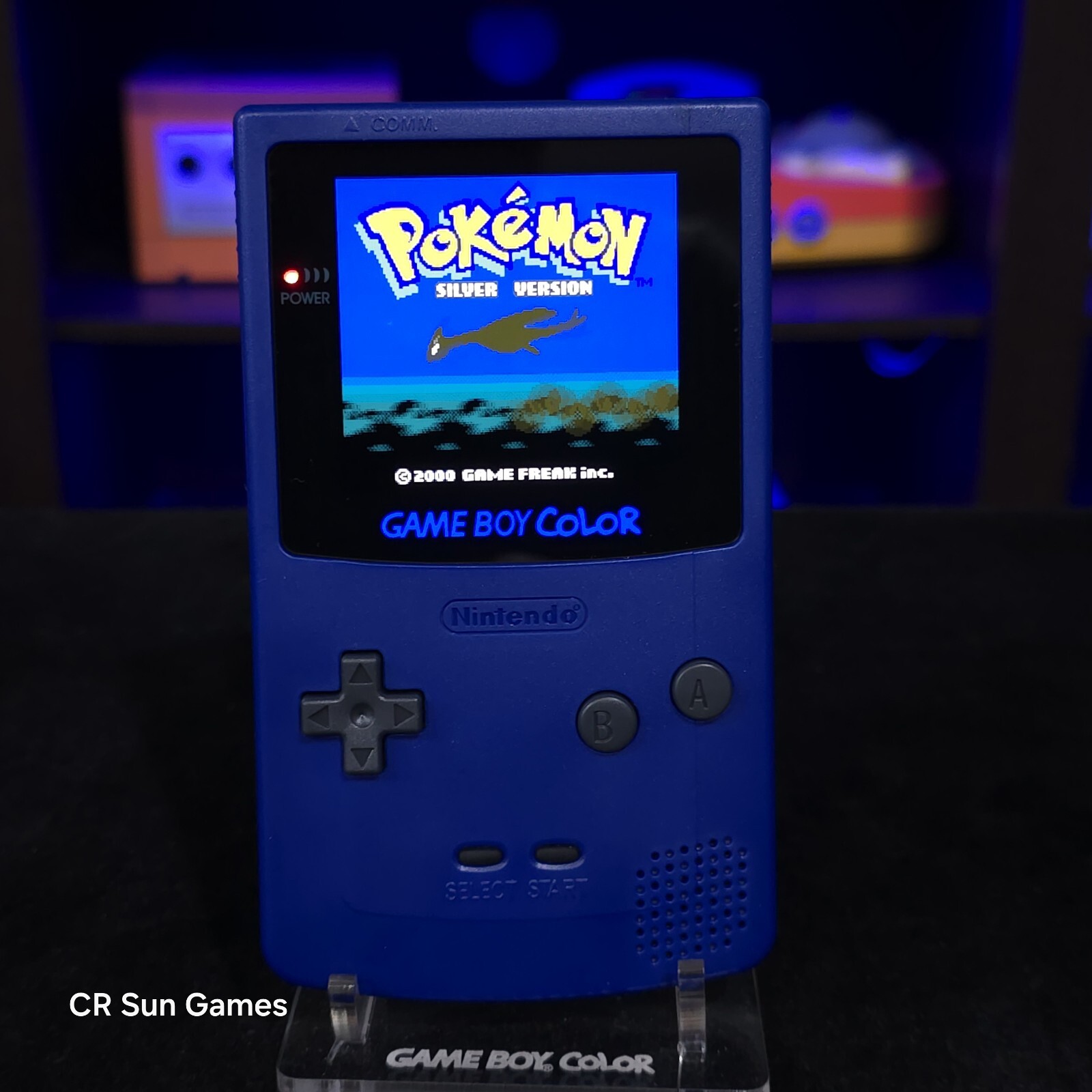 Blue Gameboy Color Console OLED Touch Screen USB-C Rechargeable Battery