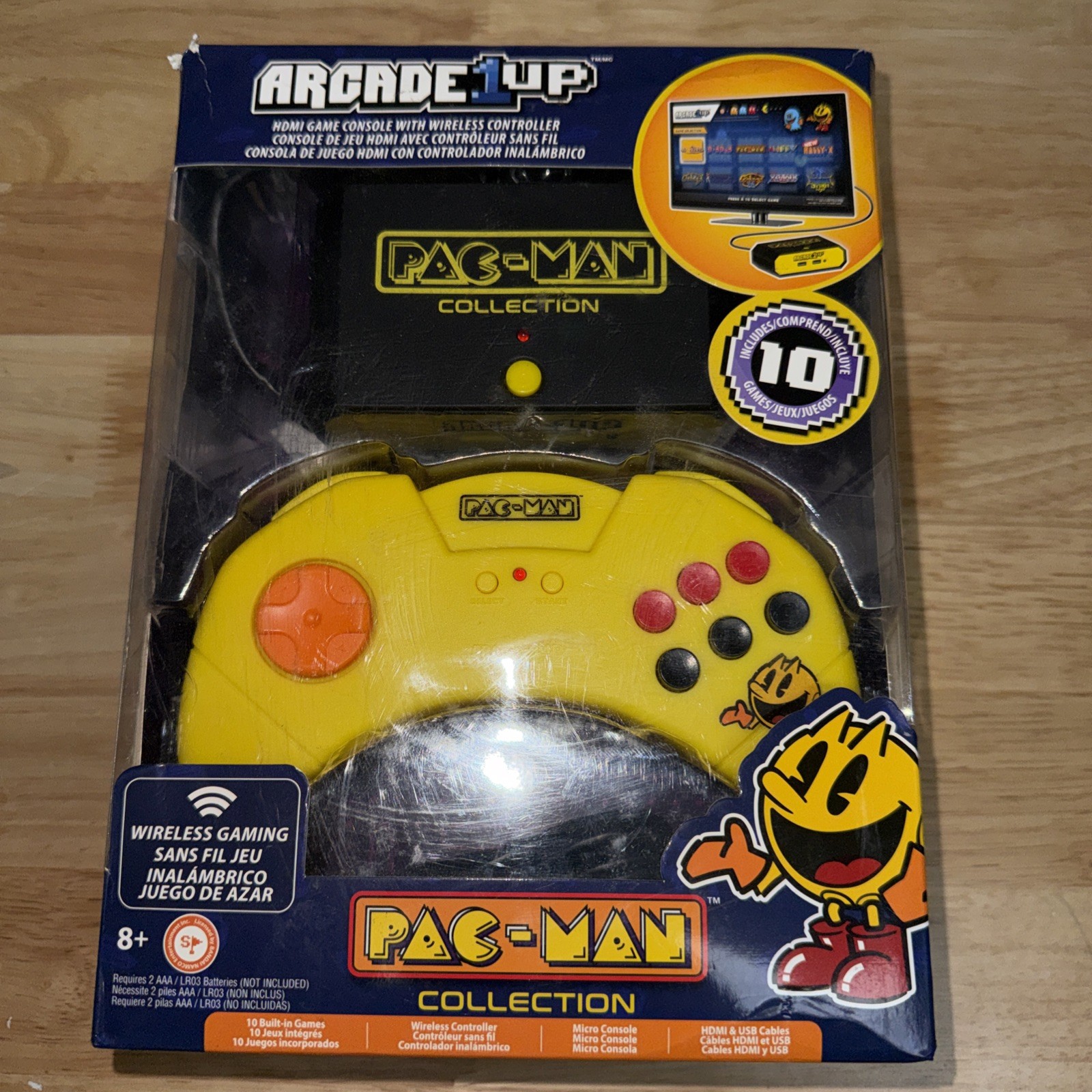 Arcade 1Up Pac-Man HDMI Game Console w Wireless Controller 10 Games