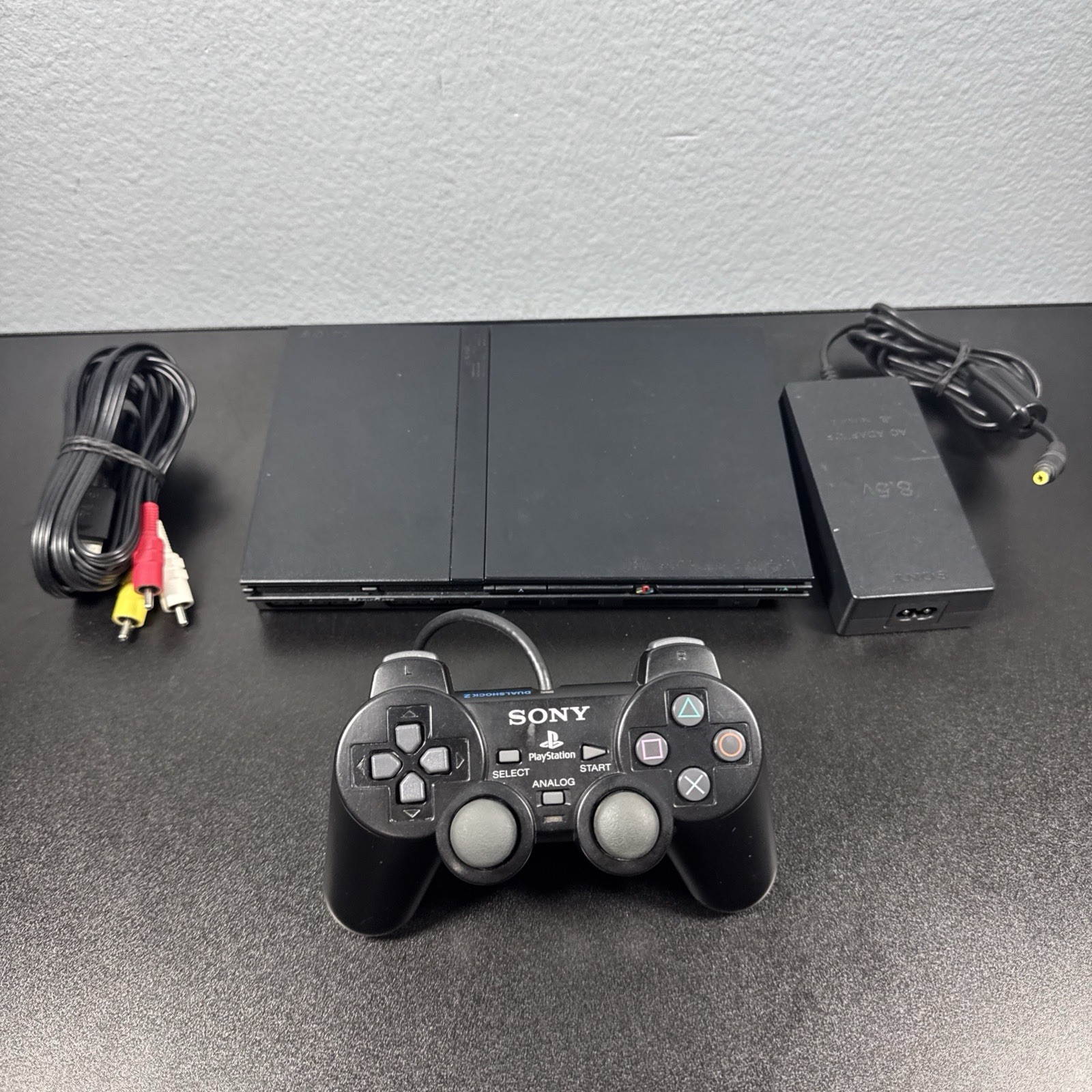 Sony PlayStation 2 Slim PS2 Black Console Gaming System SCPH-75001 W/controller