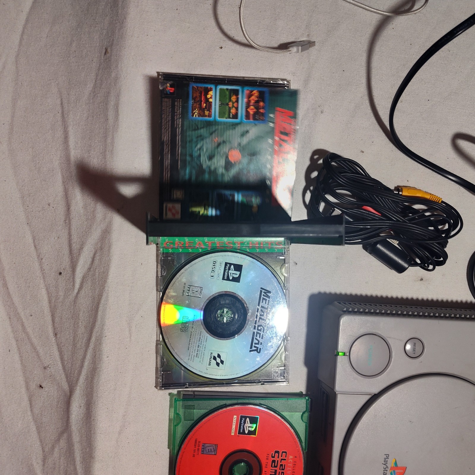 Sony PlayStation 1 Console Bundle 3 Controllers/Cords/10 Games/Two Memory Cards