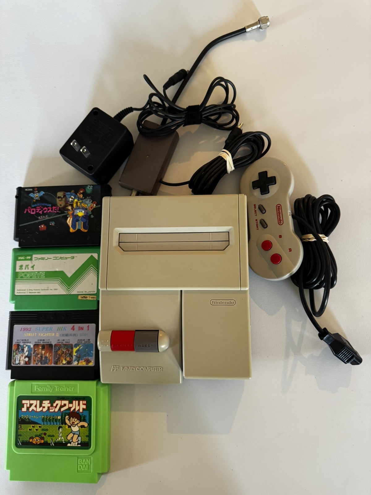 Nintendo Famicom Top Loader System Set & Four Games RARE US SELLER