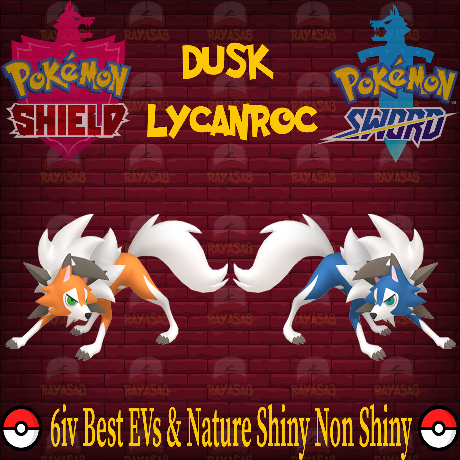 Pokemon Sword & Shield Dusk Lycanroc 6IV Best EVs & Nature 🌟Shiny🌟 & Non Shiny