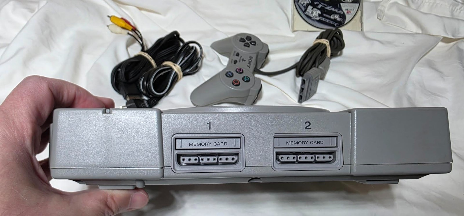 SONY PlayStation 1 PS1 Console System OEM Bundle -w/99 NASCAR —TESTED