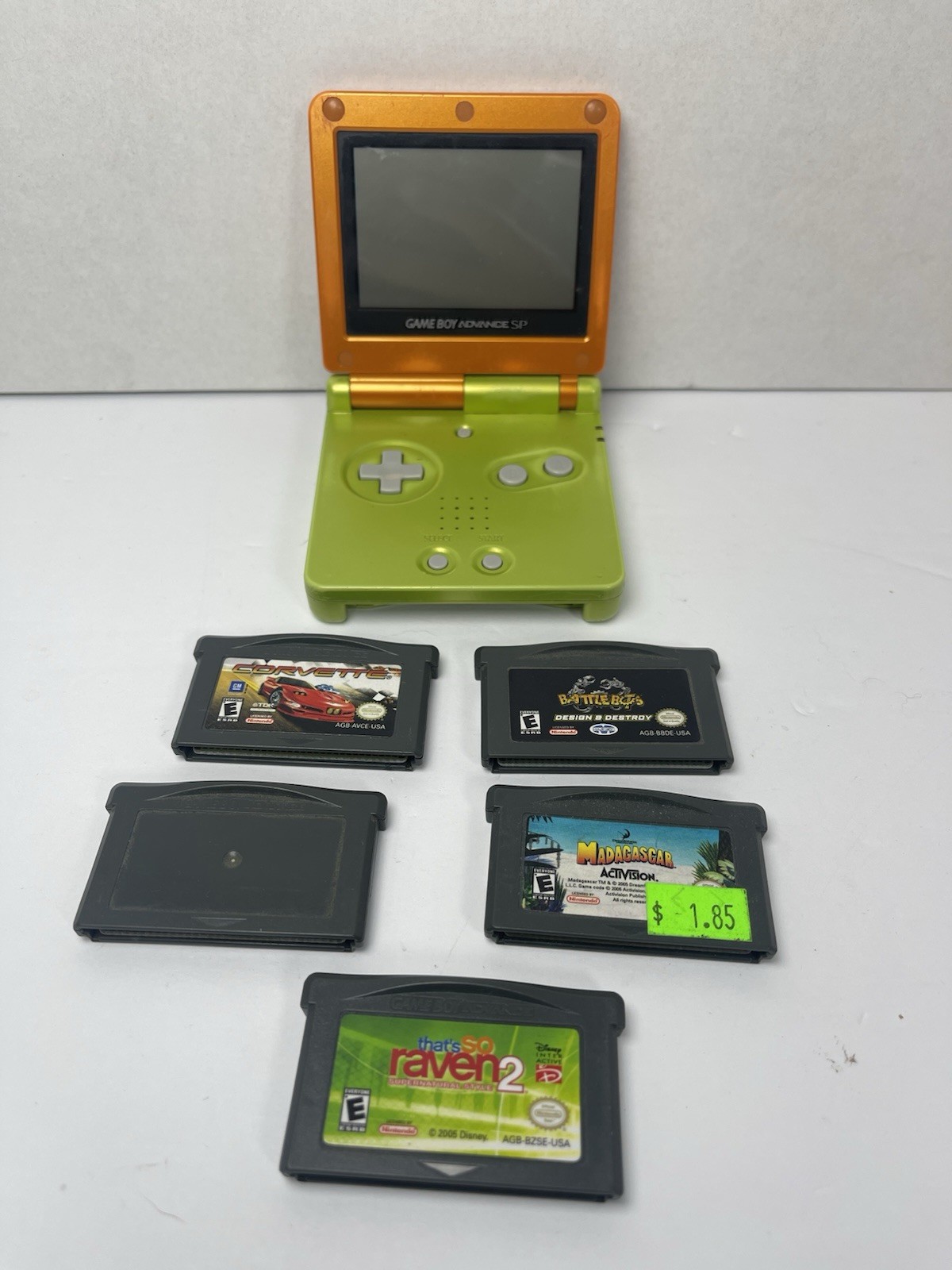 Nintendo Game Boy Advance SP Lime Green & Orange Shrek Edition AGS-001 READ DESC