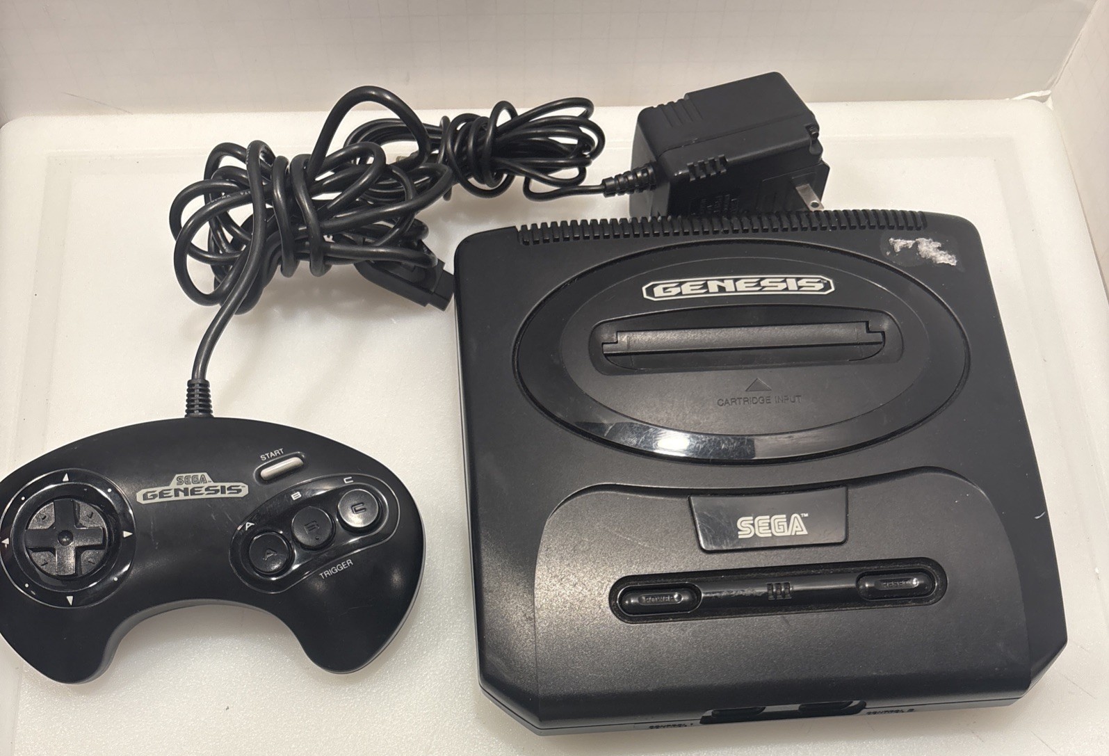 Sega Genesis 2 Console Black MK-1631, Controller 1650, Power Pack MK-2103