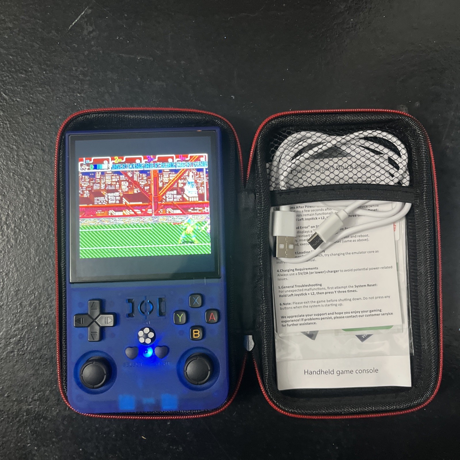 R36 Max Retro Handheld Game Console 64GB – Translucent Blue