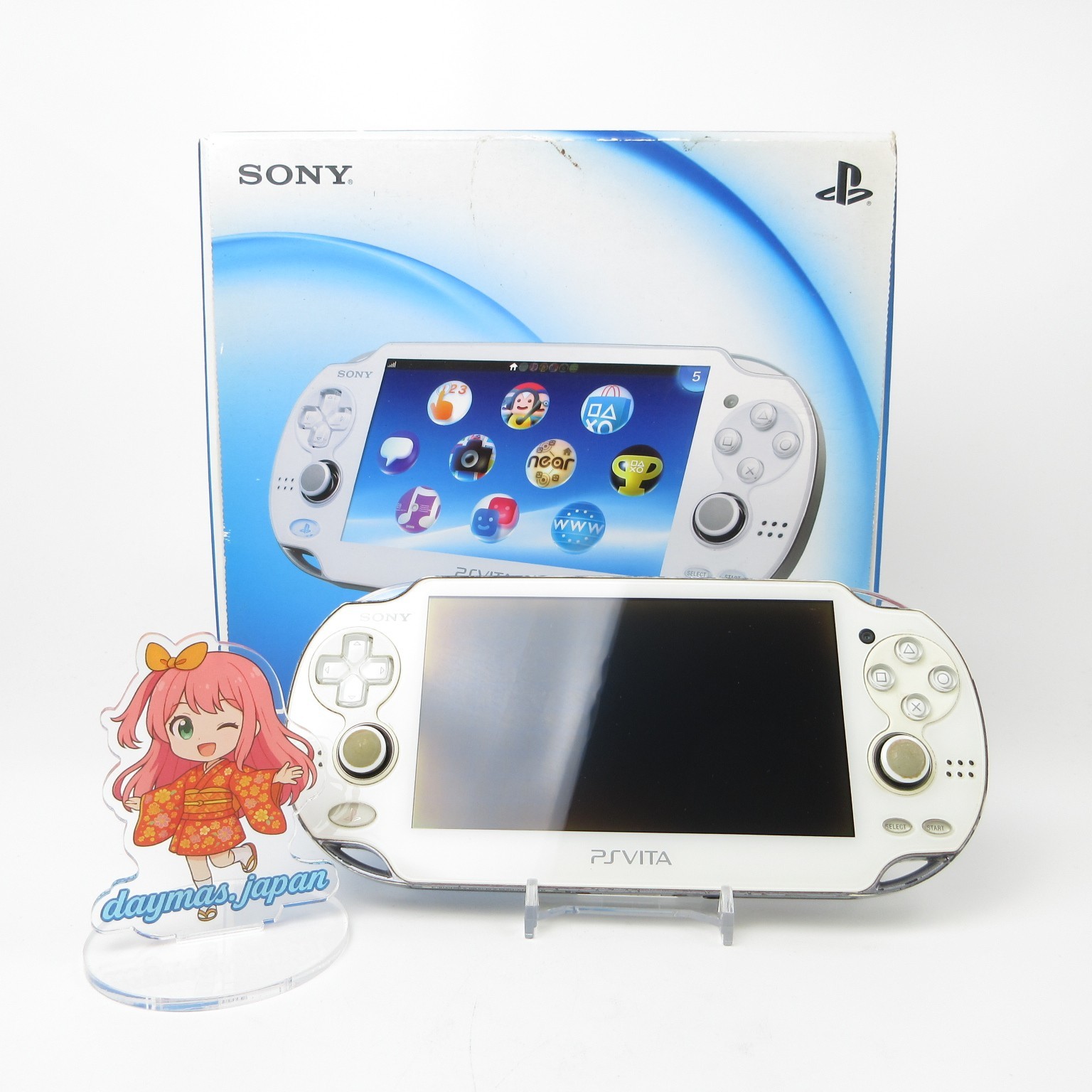 【Excellent】Sony PS Vita PCH-1100 Crystal White 3G/Wi-Fi Model Console #RET0310/0