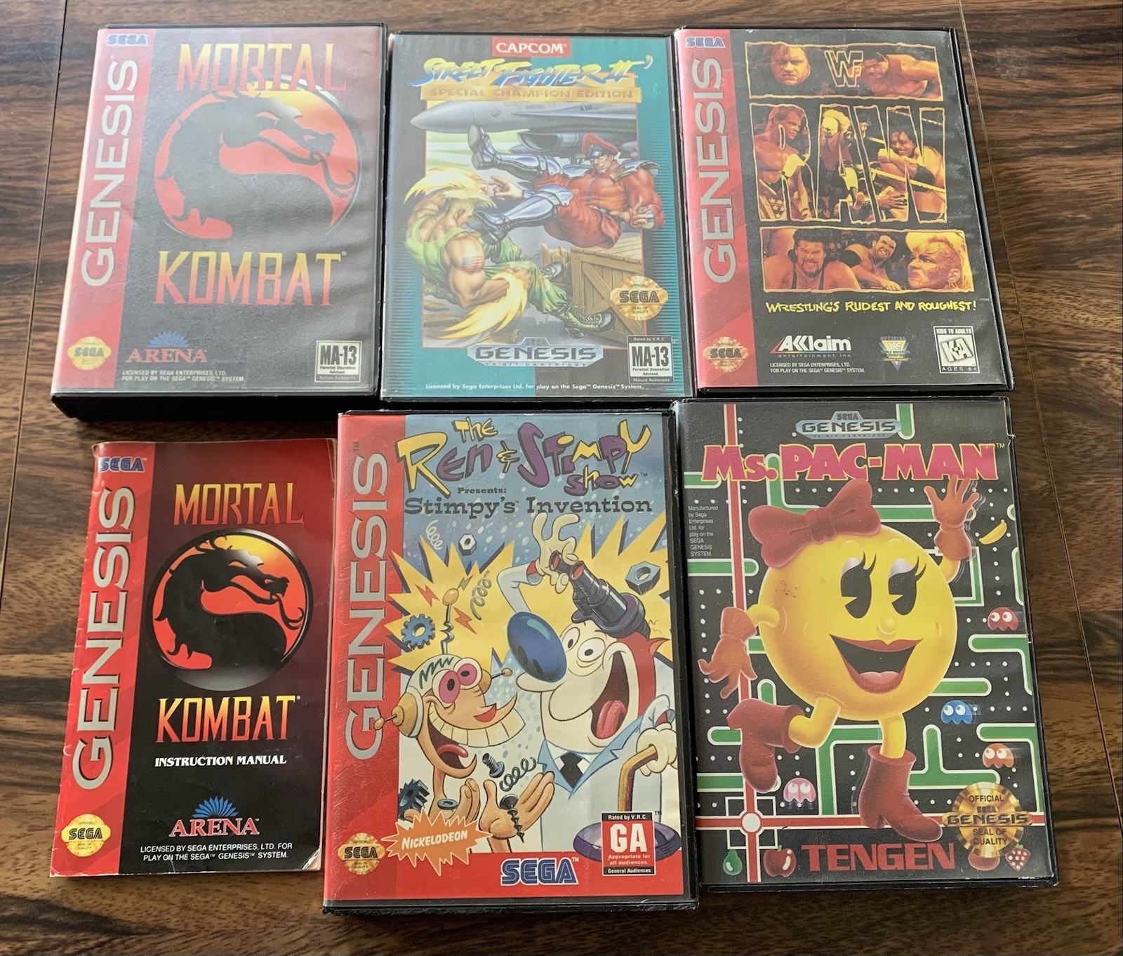 Sega Genesis Console w/ Controllers & 13 Game Lot TESTED! Shinobi 3 MK Sonic WWF