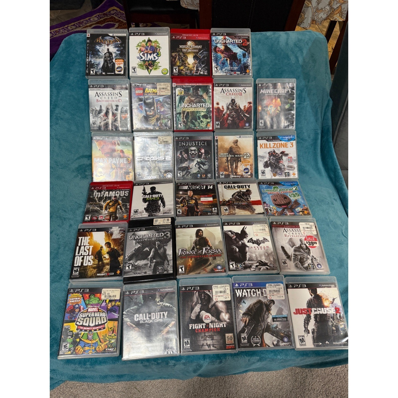 Sony PlayStation 3 PS3 Console CECHP01 Black 4 Controllers 29 Games Bundle Lot
