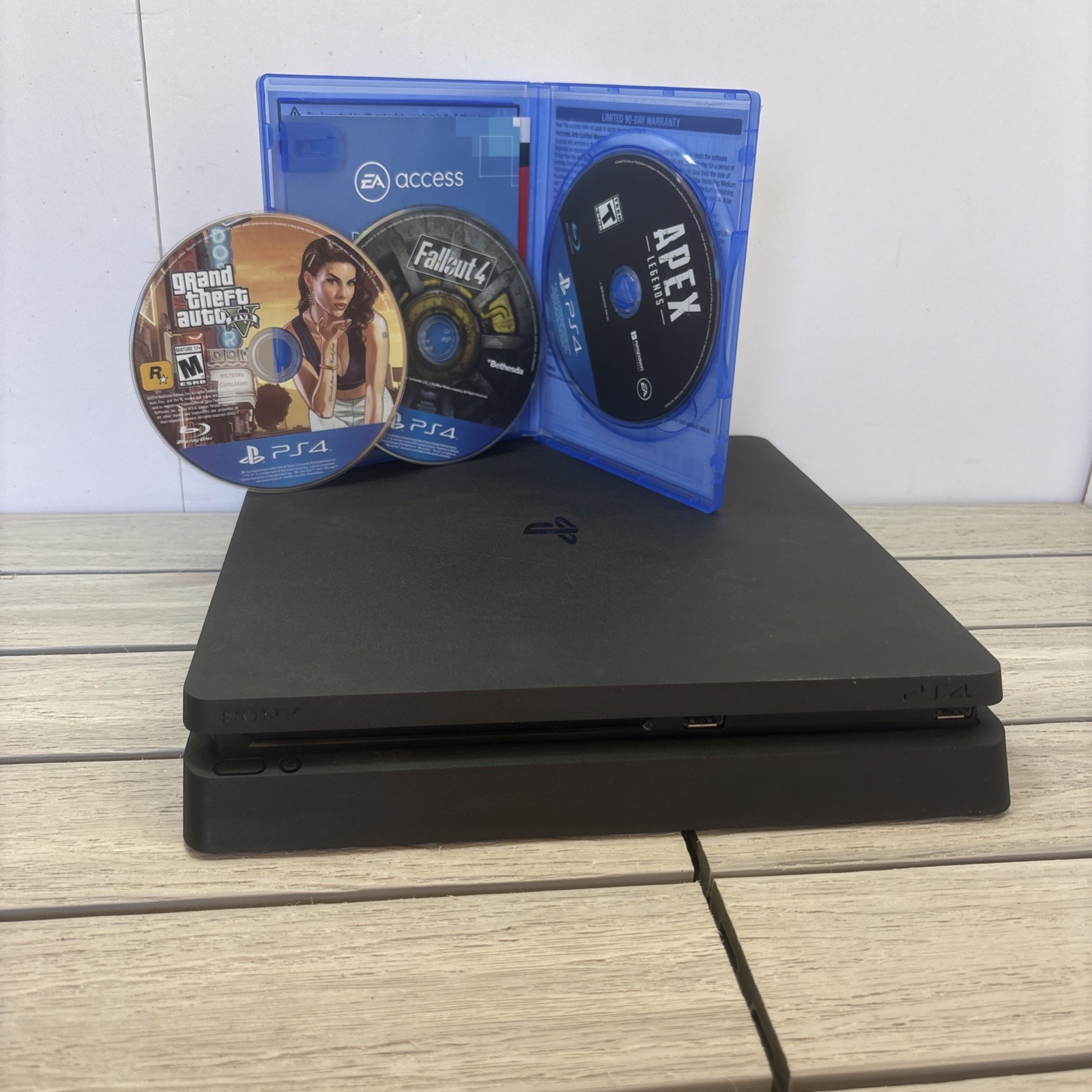 PlayStation 4 Slim Black Console Bundle – Doom, Apex, Fallout 4