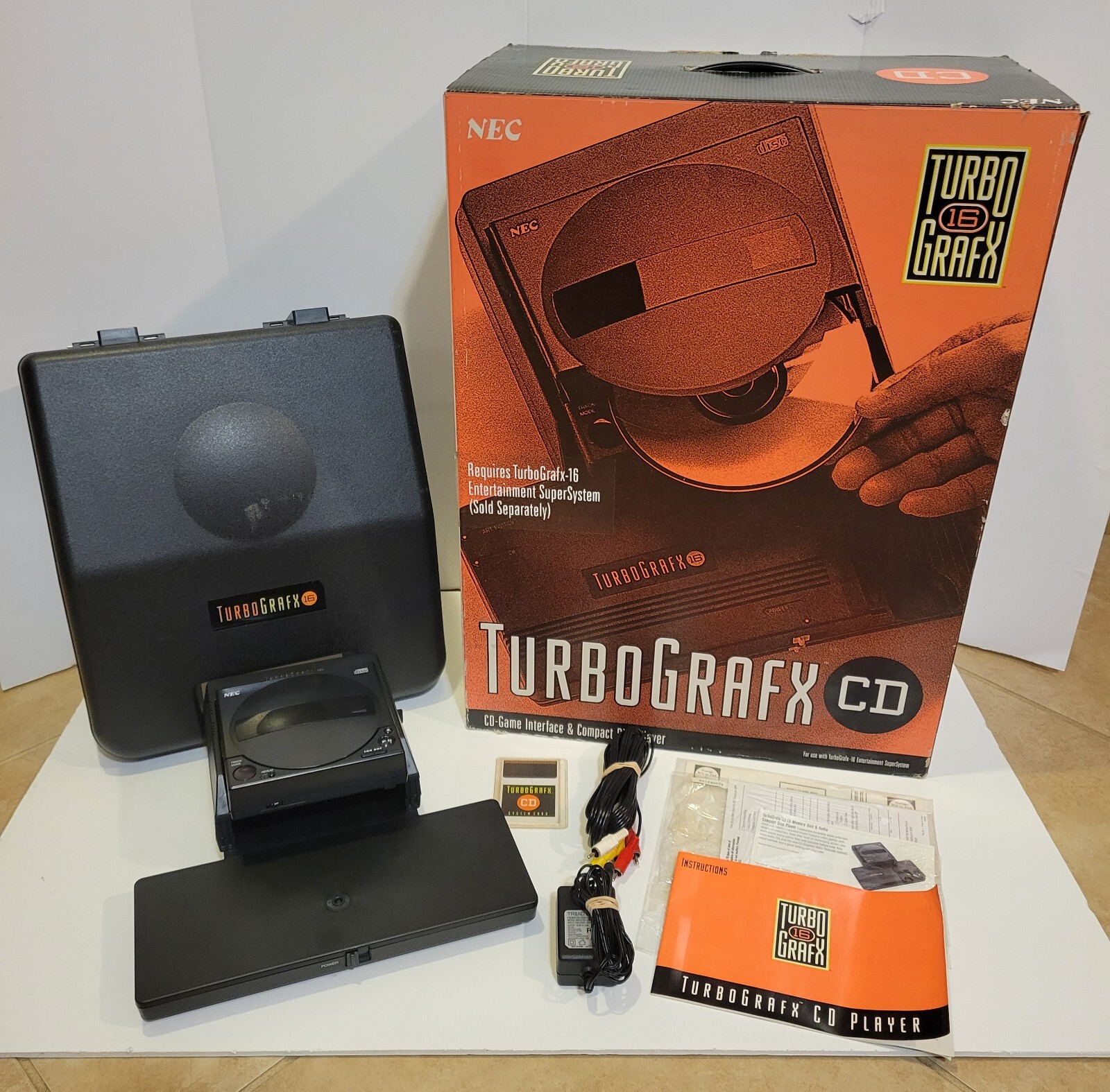 TurboGrafx-CD System Console w/ Docking Station Hard Case Card Complete Box CIB