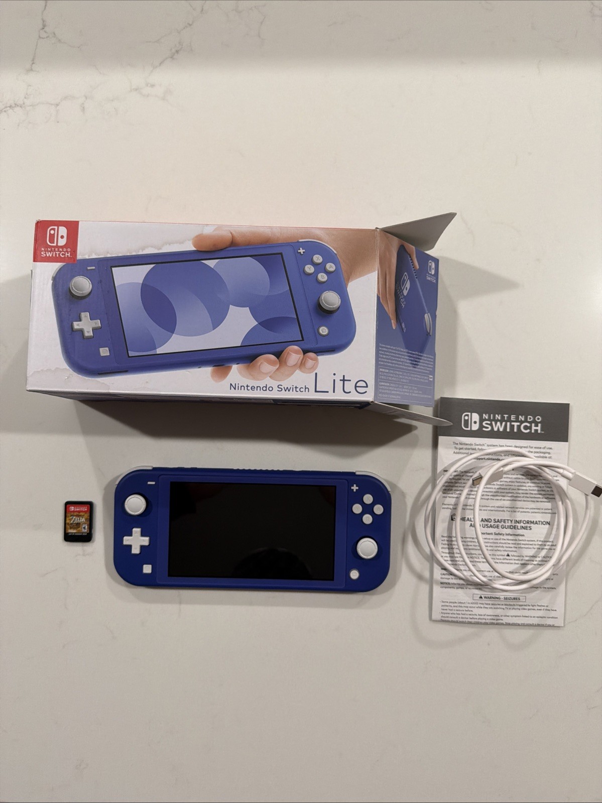 Nintendo Switch Lite HDH-001 Console – Blue – Complete w/ Box, Charger, & Zelda