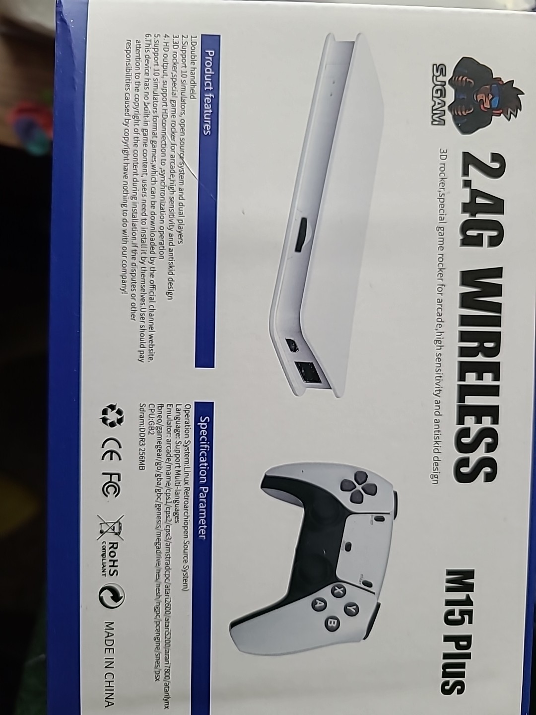 SJGAM M15 Plus Retro Video Game Console White 4K HDMI 2.4G Wireless Controllers