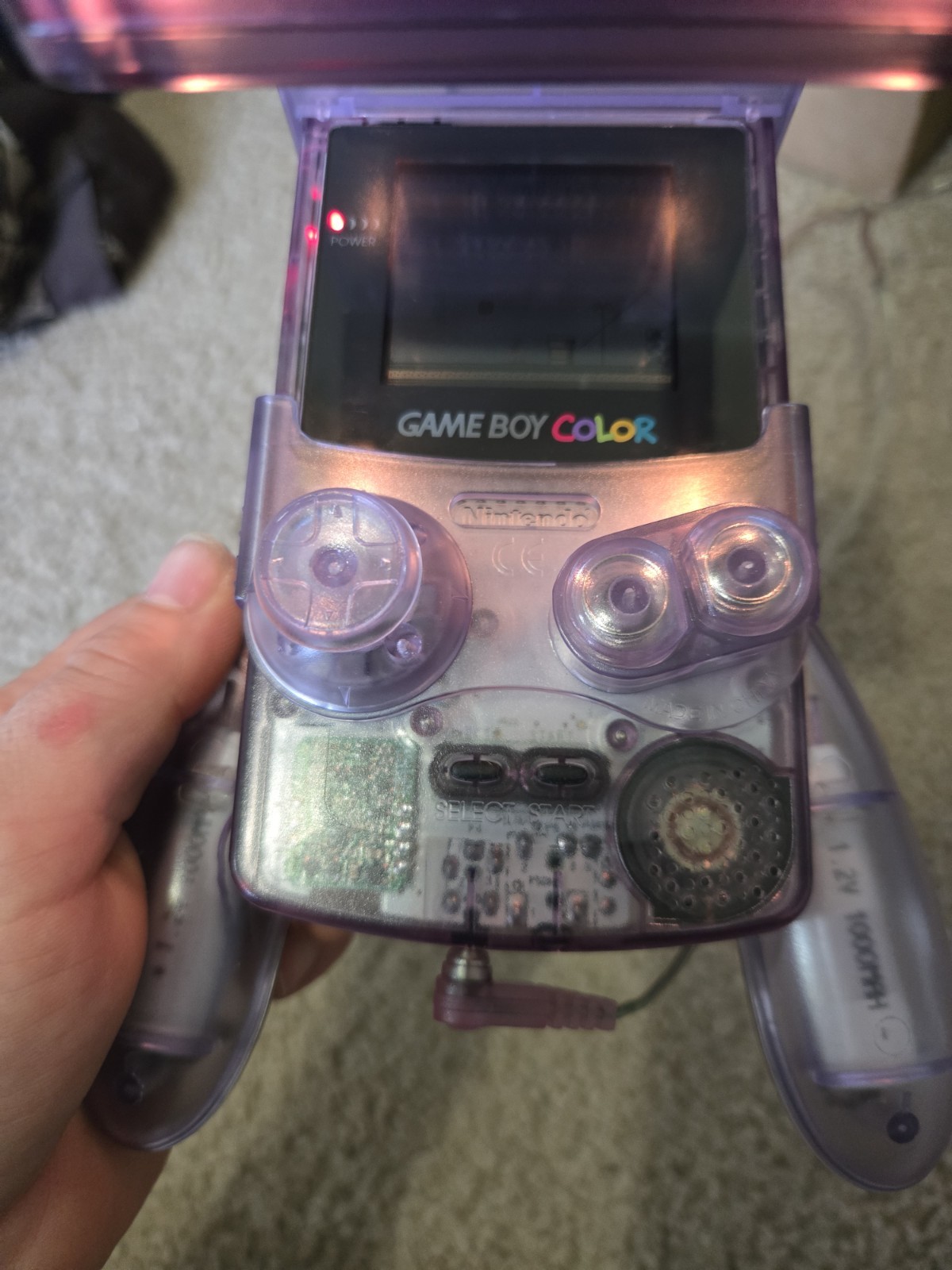 NINTENDO GAMEBOY COLOR Atomic Purple SET w/ 7 Games, 4 accessories and charger