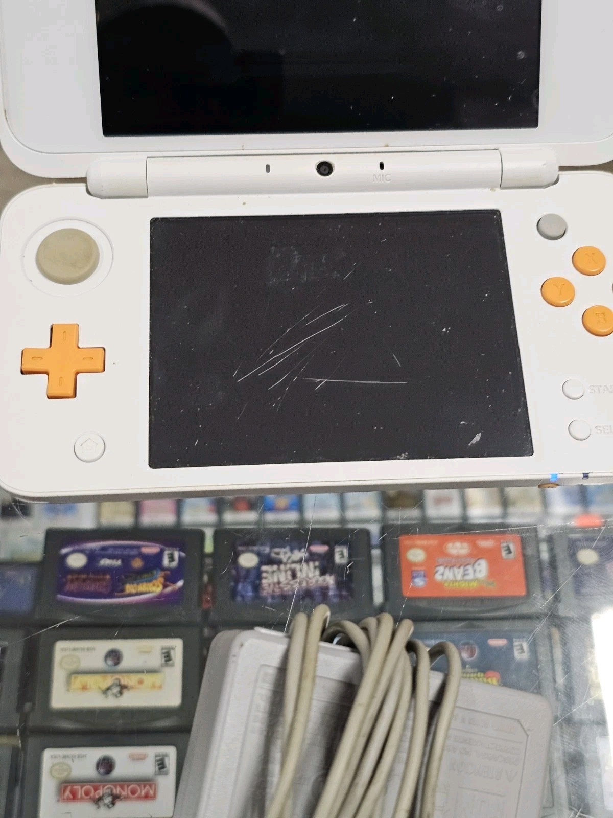 Nintendo 2DS XL Console White/Orange Tested With Games READ DESCRIPTION
