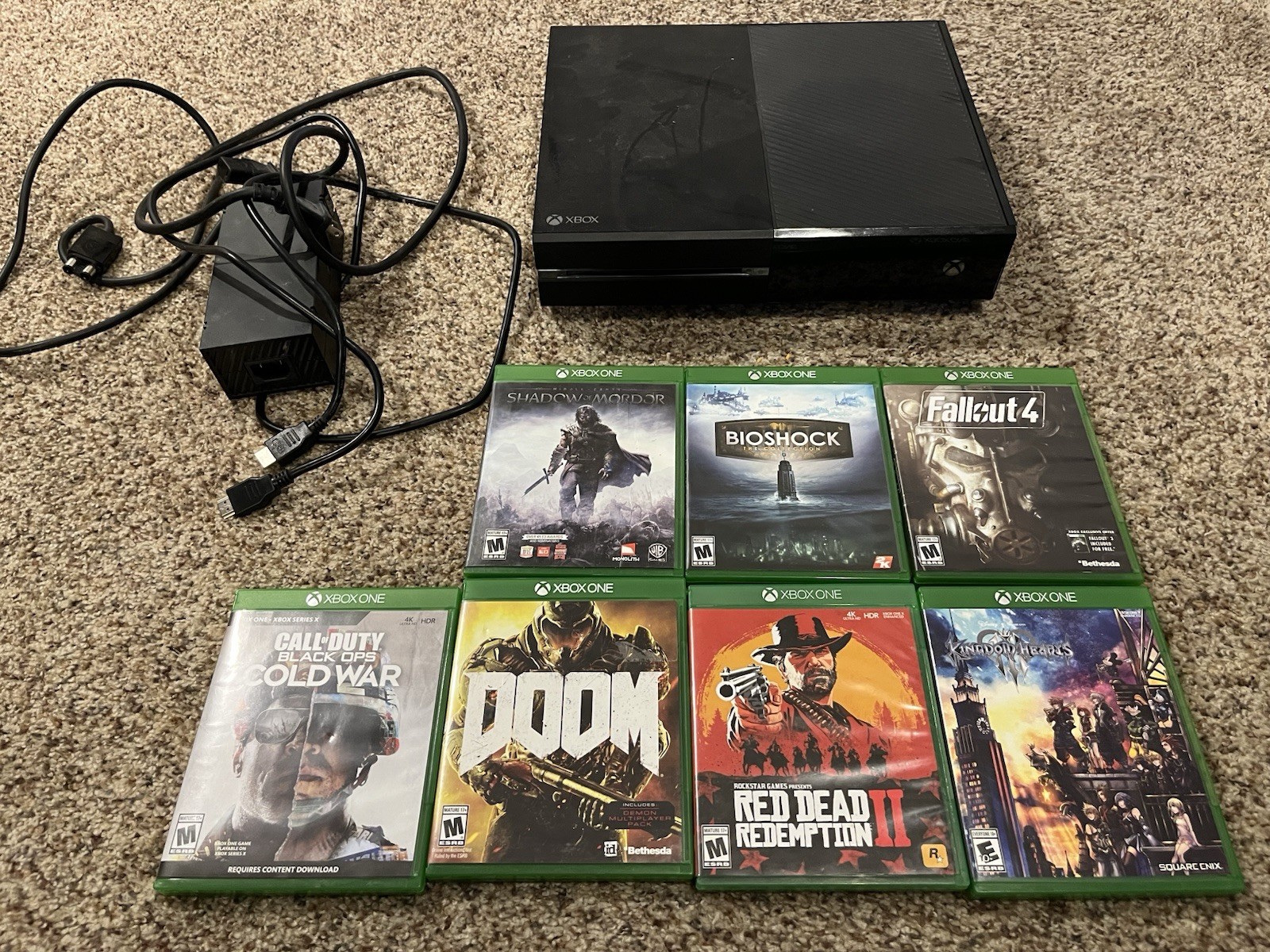 Microsoft Xbox One 500GB Console with games and controllers