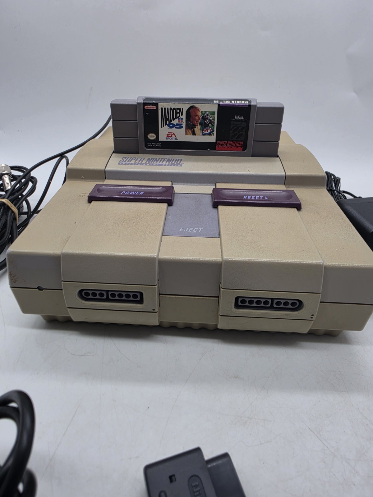 Super Nintendo Console Tested 1 Controller Power RF Cord With Madden Snes Retro