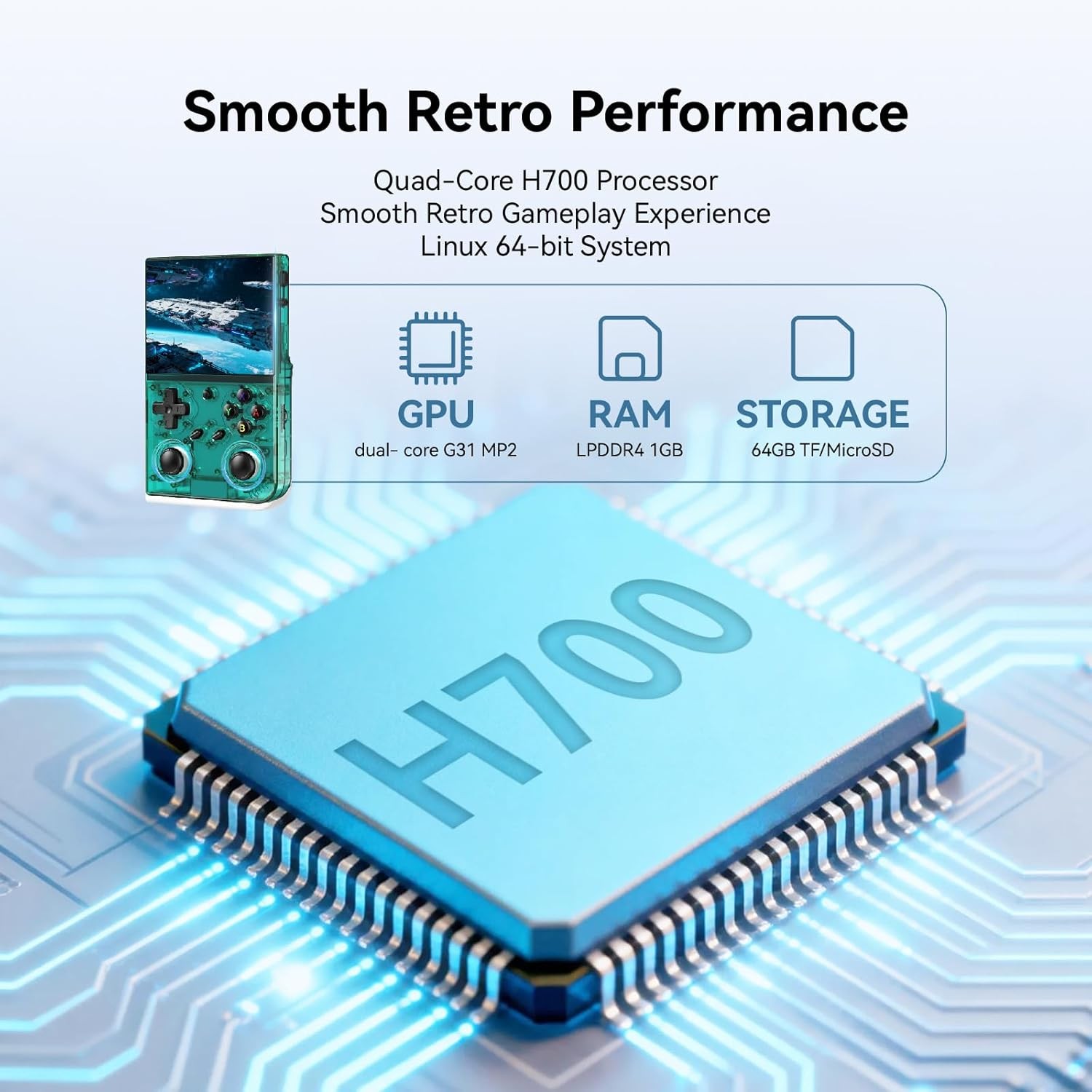 RG35XX Pro Retro Transparent Teal 3.5 IPS 64GB