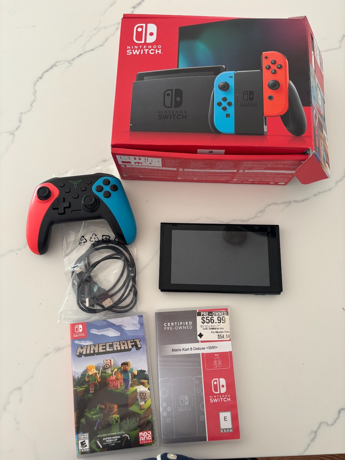 Nintendo Switch Console Docking Station, 128 Sd Card, 32gb internal, Joycons