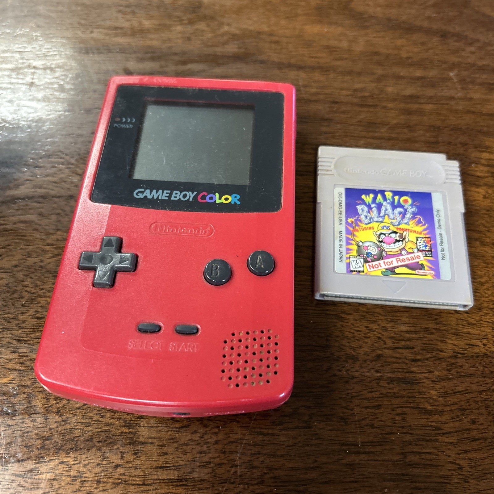 Nintendo Game Boy Color CGB-001 RED Handheld TESTED w Wario Blast Game Working