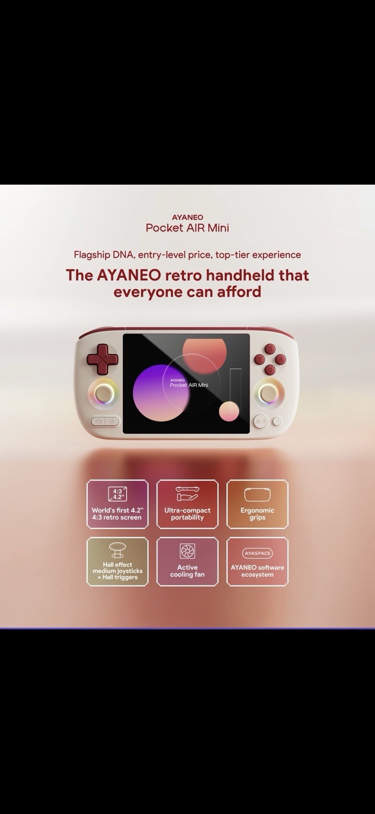 AYANEO Pocket Air Mini 3GB + 64GB Retro White Handheld Console New Never Opened