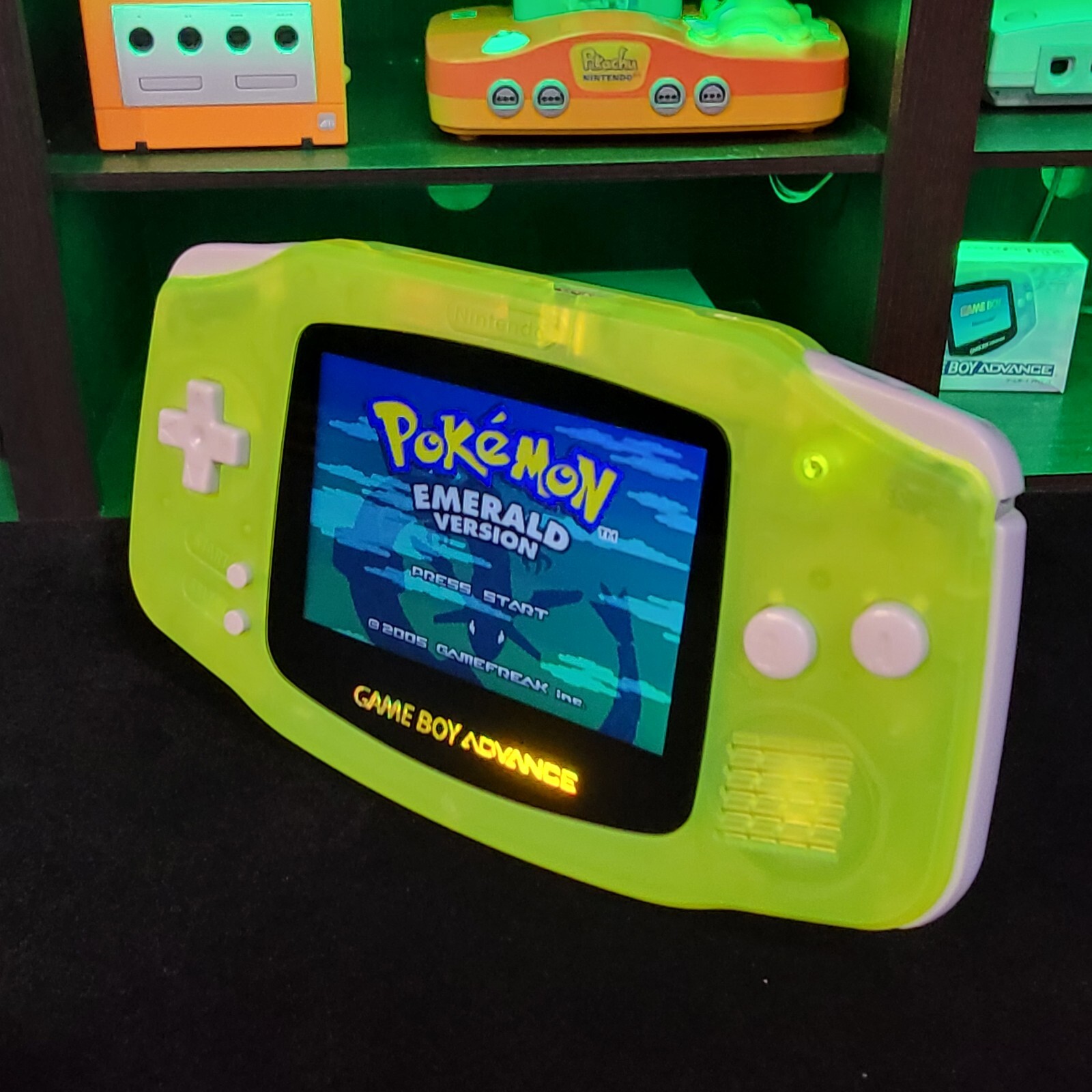 Lime Green Game Boy Advance GBA Console with iPS V5 Backlit LCD MOD Console
