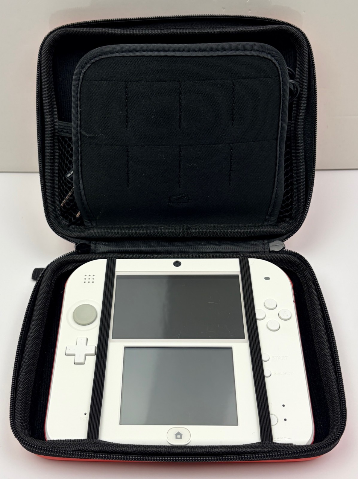 Nintendo 2DS White & Red Handheld FTR-001 w/ Charger, Case, & Stylus