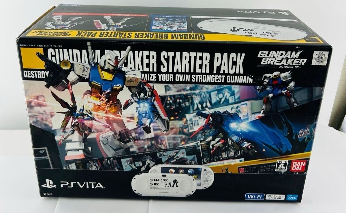 SONY PS Vita Console Starter Pack System Gundam Breaker White Limited FW 2.61