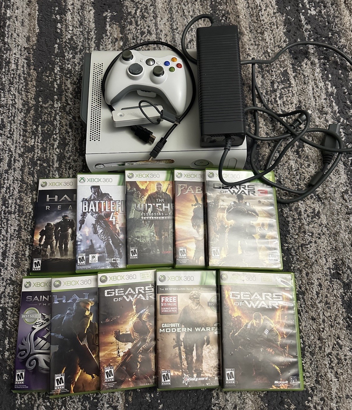 Xbox 360 Bundle w/ Halo Reach, COD MW, Gears of War – Tested Working. Read Desc