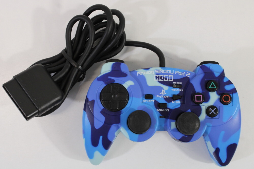 Hori Analog Sindou Pad 2 Controller Camouflage Blue PlayStation 2 DualShock PS2