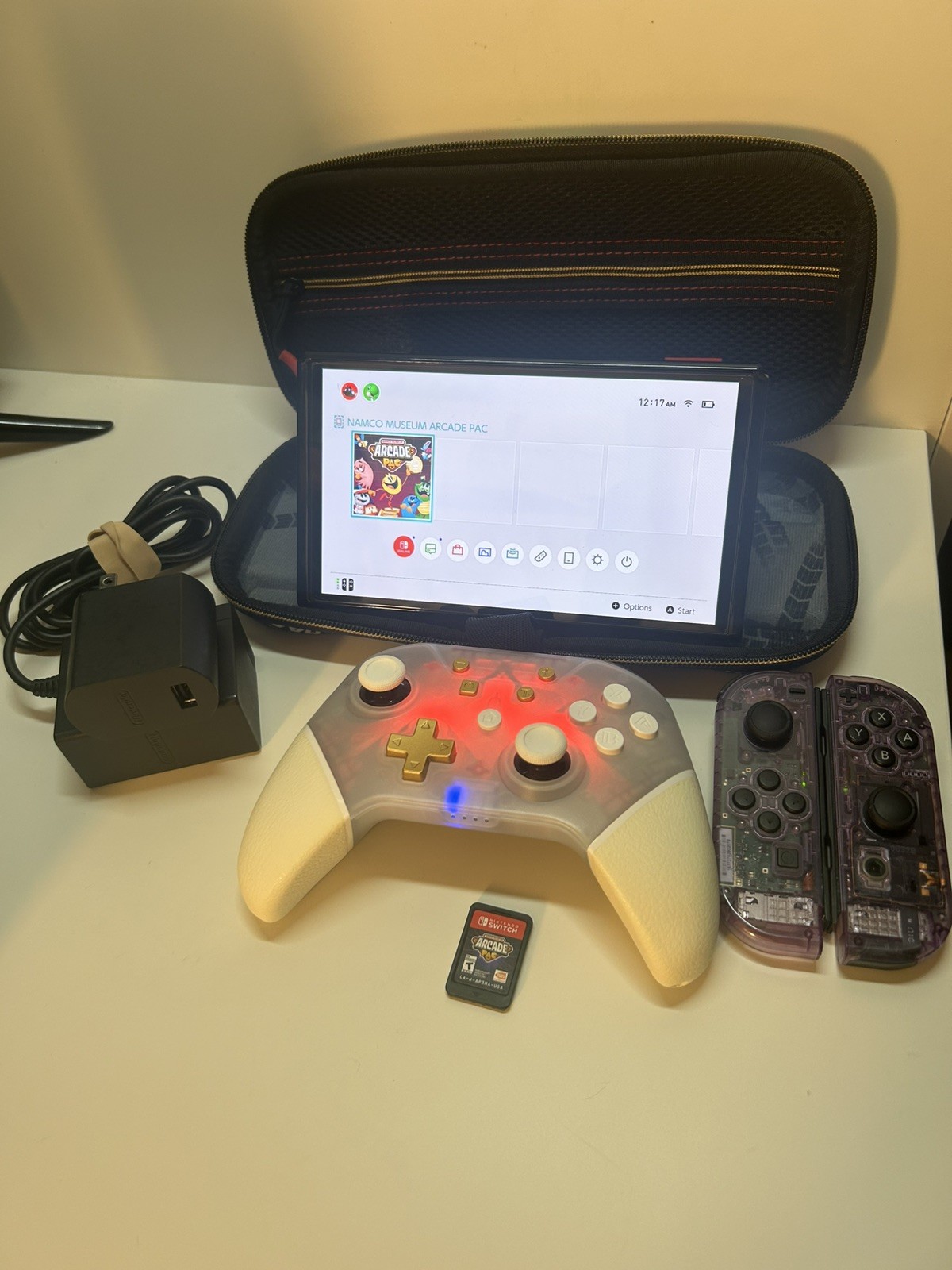 Nintendo Switch OLED Bundle with 1 Game, Case,Shell Swapped Joy-cons,Controller